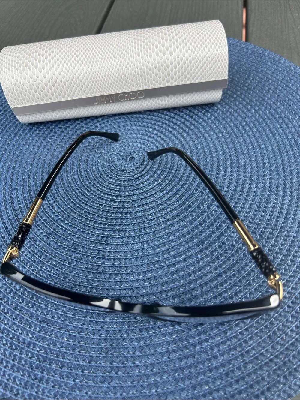 Jimmy Choo Black Glasses with White Textured Case